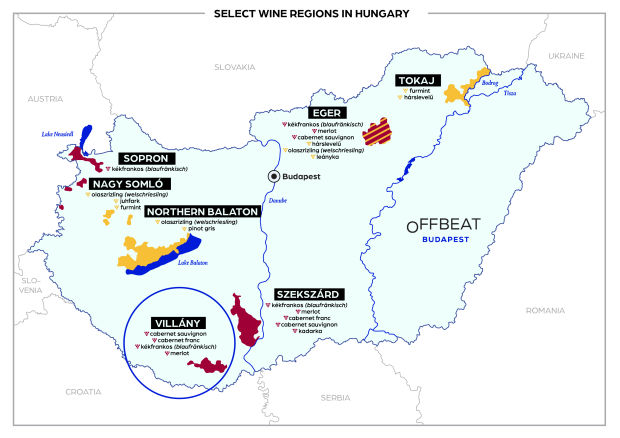 hungary wine regions map villany