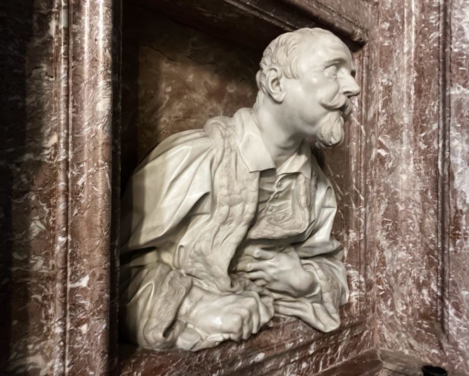 Bernini's bust of Gabriele Fonseca (1668-1674), the doctor of Pope Innocent X. This often ignored masterpiece is located in the Basilica of Saint Lawrence in Lucina, just off Rome's Corso. Photo: Tas Tóbiás