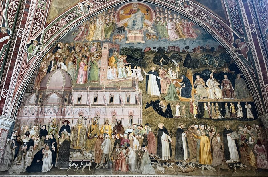 The fresco cycle of Andrea di Bonaiuto from 1365-1367 in the Spanish Chapel of the Santa Maria Novella church in Florence. Photo: Tas Tóbiás