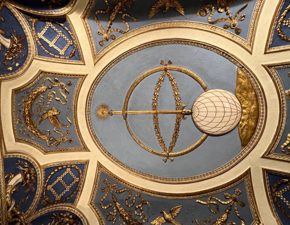 A ceiling decoration in the Falconieri Palace, today home to the Hungarian Academy in Rome. Francesco Borromini in the 1640s designed an array of idiosyncratic motifs celebrating the earthly and divine powers of the Falconieri family. Photo: Tas Tóbiás  