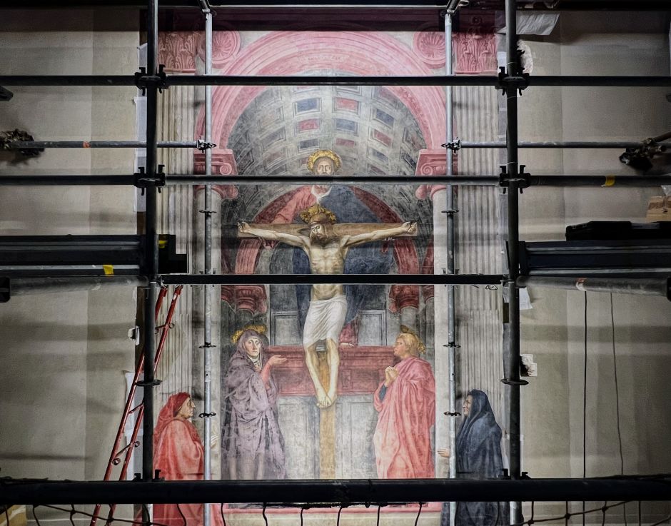 Masaccio's Holy Trinity (1425), one of the first Renaissance frescoes in history, at the Santa Maria Novella church in Florence. The painting is currently under restoration but can be viewed for a small fee. Photo: Tas Tóbiás