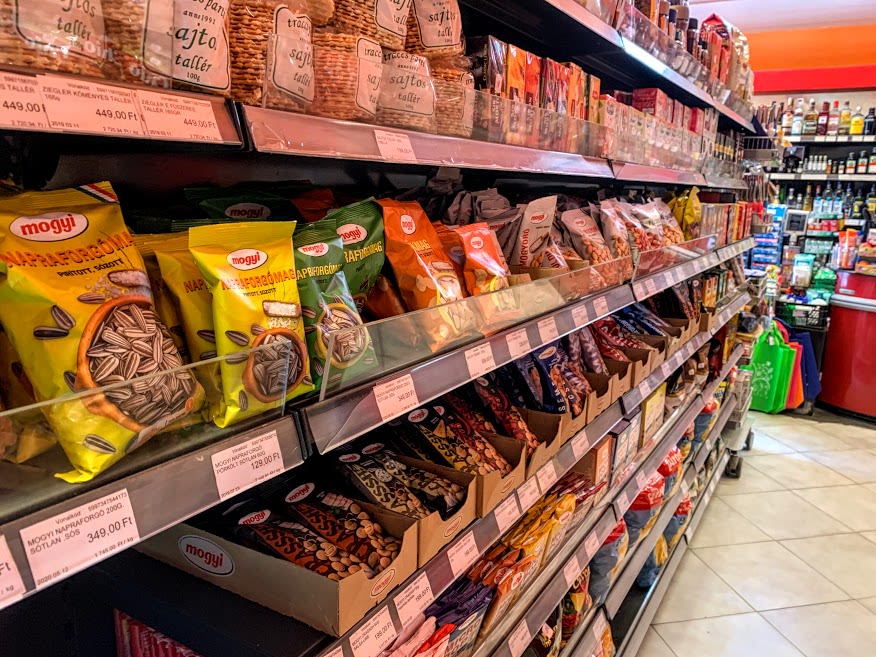 The shelves at a Budapest supermarket. Photo: Tas Tóbiás