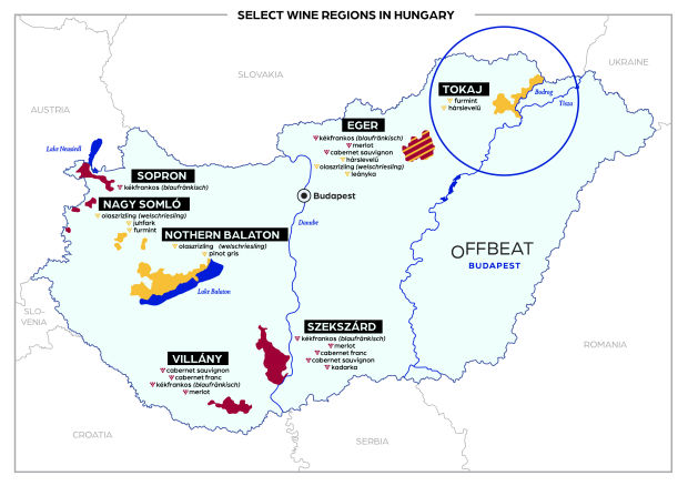hungary wine regions map tokaj