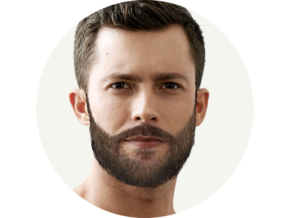 Image of Side part with short beard oval face