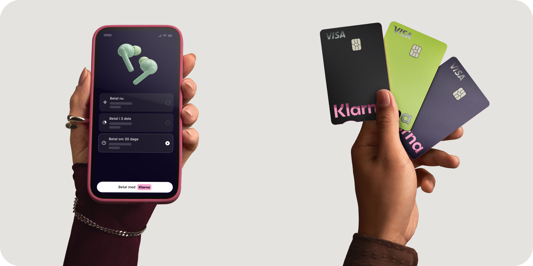 Klarna payment options and card