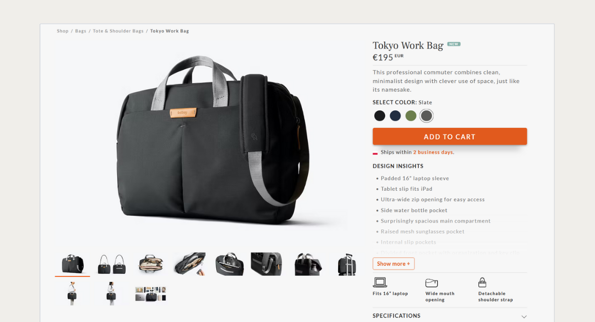 ecommerce clean lay-out example