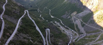Serpentine road in the Norwegian mountains.