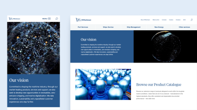 Wilhelmsen website on desktop and mobile