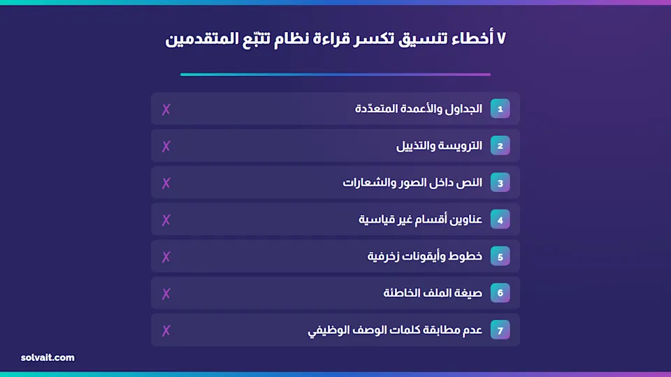 الأخطاء السبعة في تنسيق السيرة الذاتية التي تكسر قراءة نظام تتبّع المتقدمين