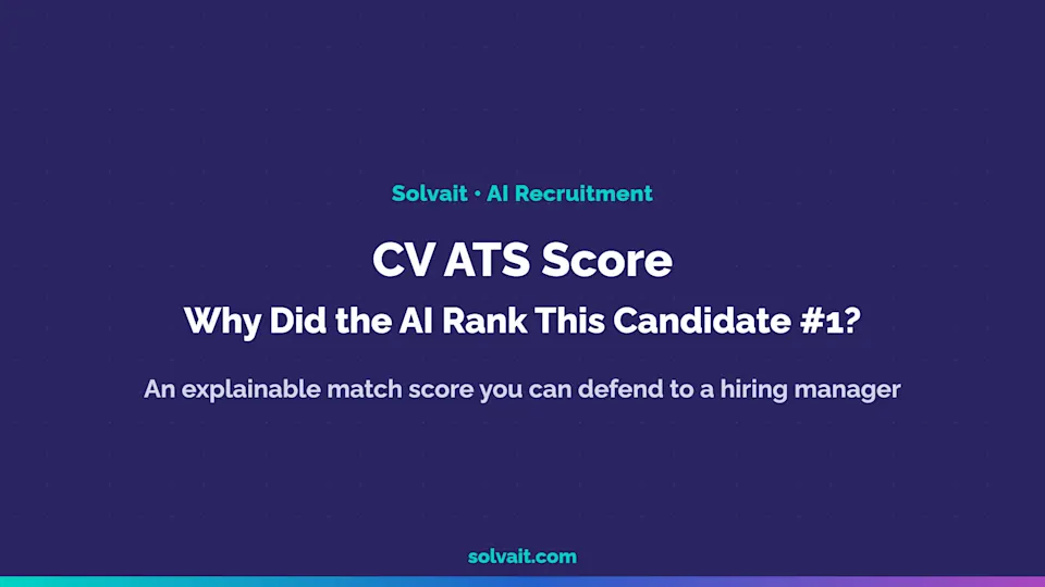 Lead graphic for an article on CV ATS scoring and the defensible match score from Solvait