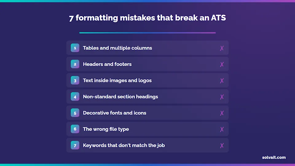 The seven CV formatting mistakes that break ATS parsing 