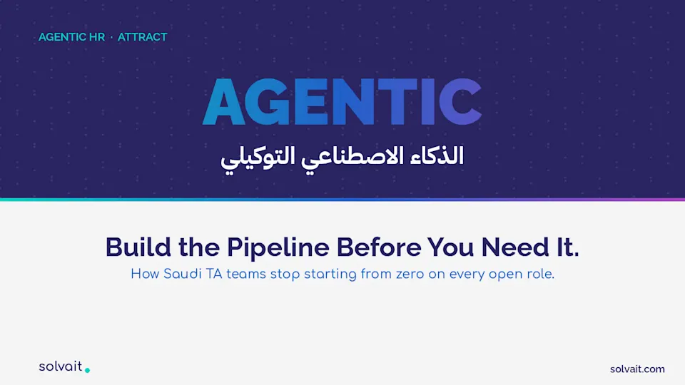 Brand graphic reading Build the Pipeline Before You Need It for Saudi TA teams in Solvait colors