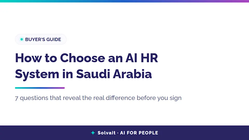 Cover for Solvait's buyer checklist on choosing an AI HR system in Saudi Arabia