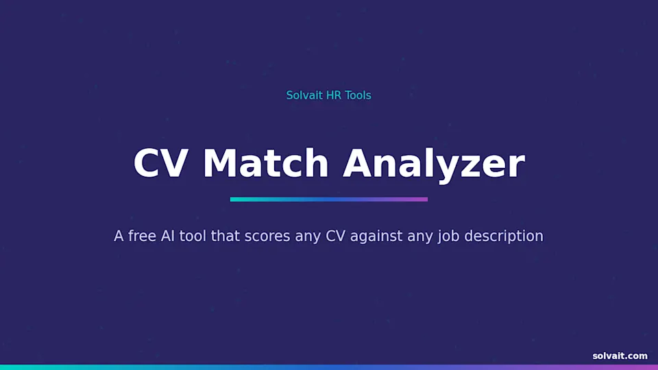  "Title graphic for Solvait's free CV Match Analyzer AI tool"