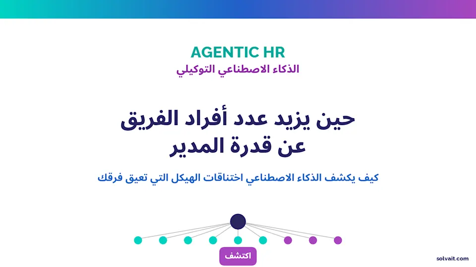 عنوان يوضّح كيف يكشف الذكاء الاصطناعي اختناقات الهيكل حين يزيد عدد المرؤوسين عن قدرة المدير