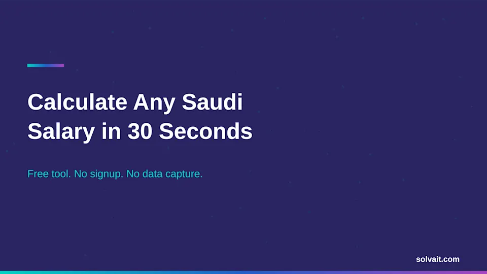 "Free Saudi salary calculator hero graphic showing gross to net pay in 30 seconds"