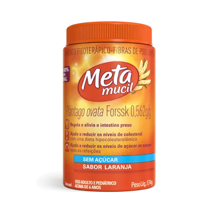 Metamucil Product- Sabor Laranja em Pote