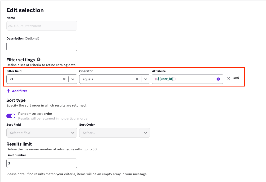 Catalog Selection 구현 예시