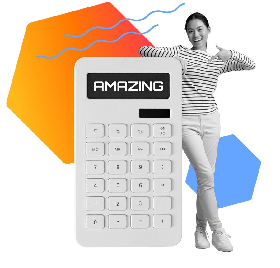Calculator with woman