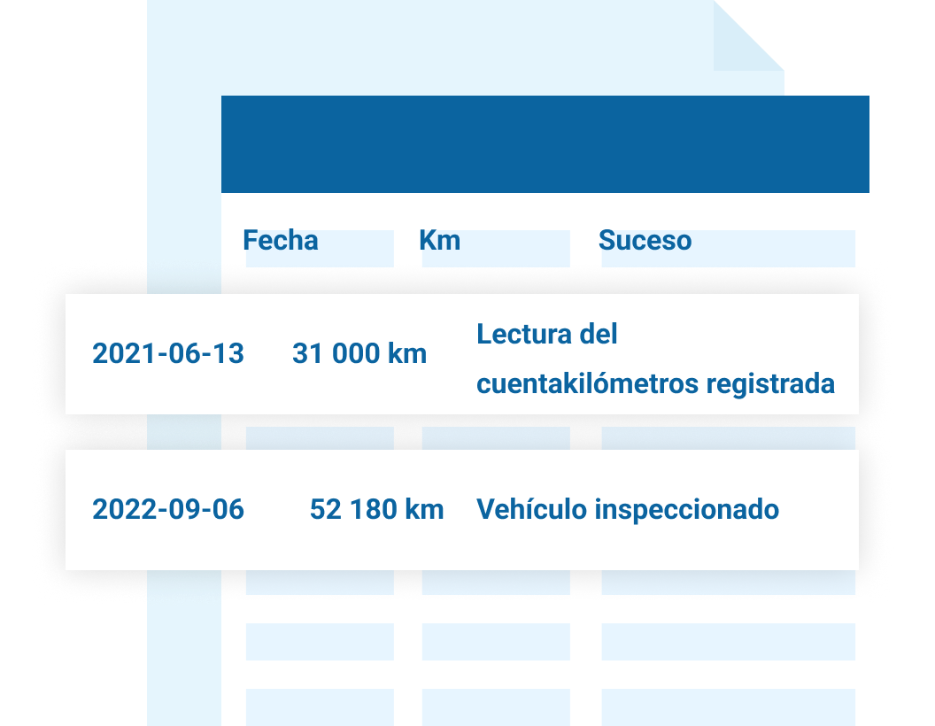 Historial CARFAX - Sección histórica: 2021-06-13 lectura de 31 000 km; 2022-09-06 vehículo inspeccionado a 52 180 km.