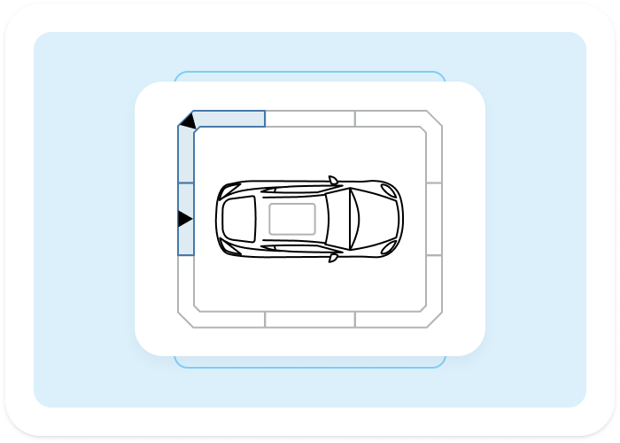 Diagrama del informe de CARFAX que muestra el coche en vista superior con un área lateral resaltada que indica dónde se registraron daños.