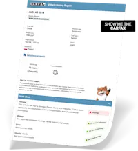 Sample CARFAX report with the black sticker saying "Show me the CARFAX".