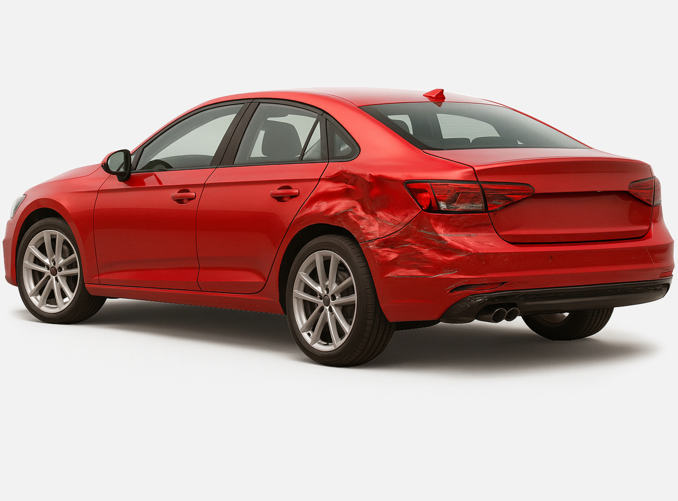 Red car with rear damage