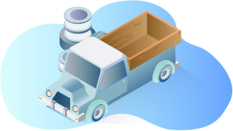 Camioneta clásica junto a neumáticos apilados.