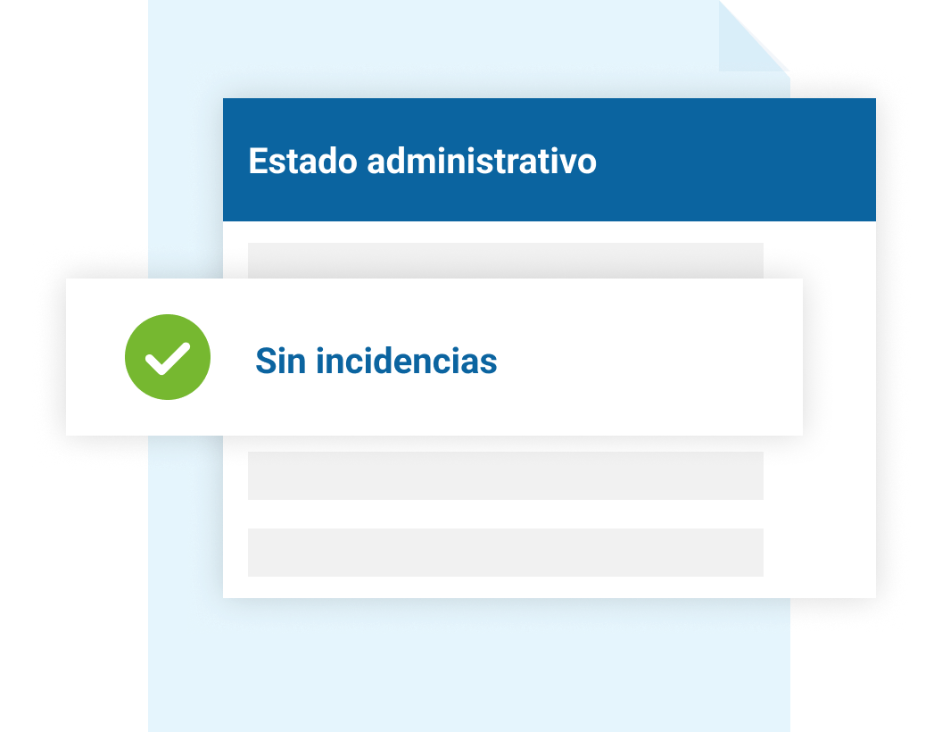 Estado administrativo con marca de verificación verde y texto 'Sin incidencias'.