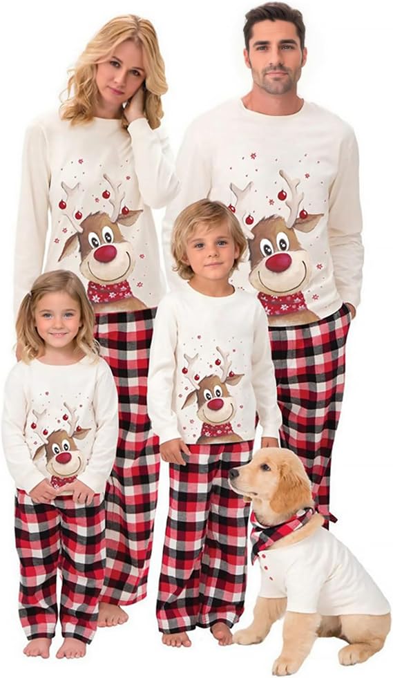 SAMGU Conjunto de Pijamas Familiares de Navidad Ropa de Dormir Otoño Invierno