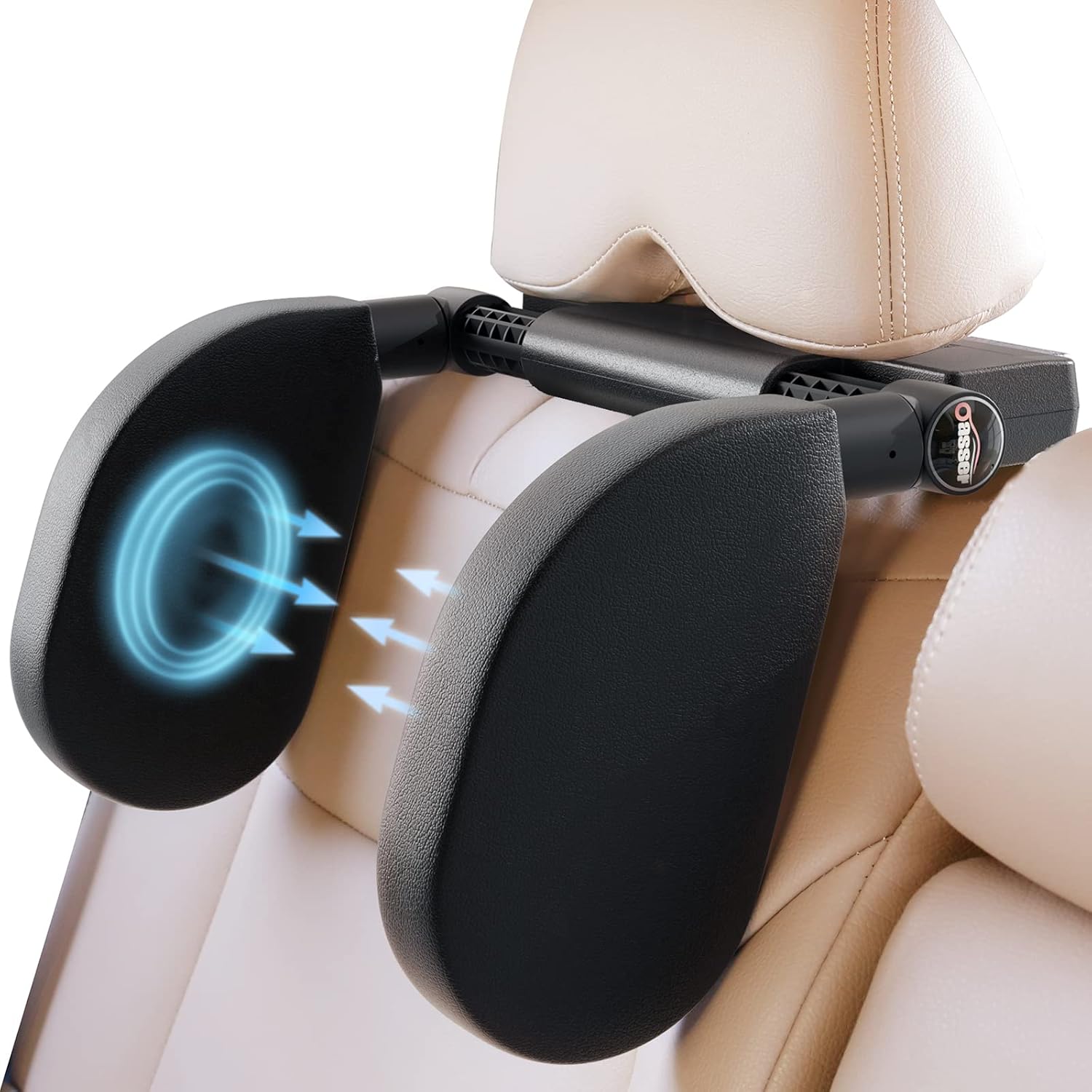 Oasser Reposacabezas Coche Reposacabezas Coche Niño 360 Grados Ajustable de Cuero Transpirable