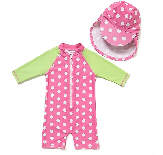 BONVERANO Bañador de una Pieza de Manga Larga para bebé niña protección UV 50+ One Zip