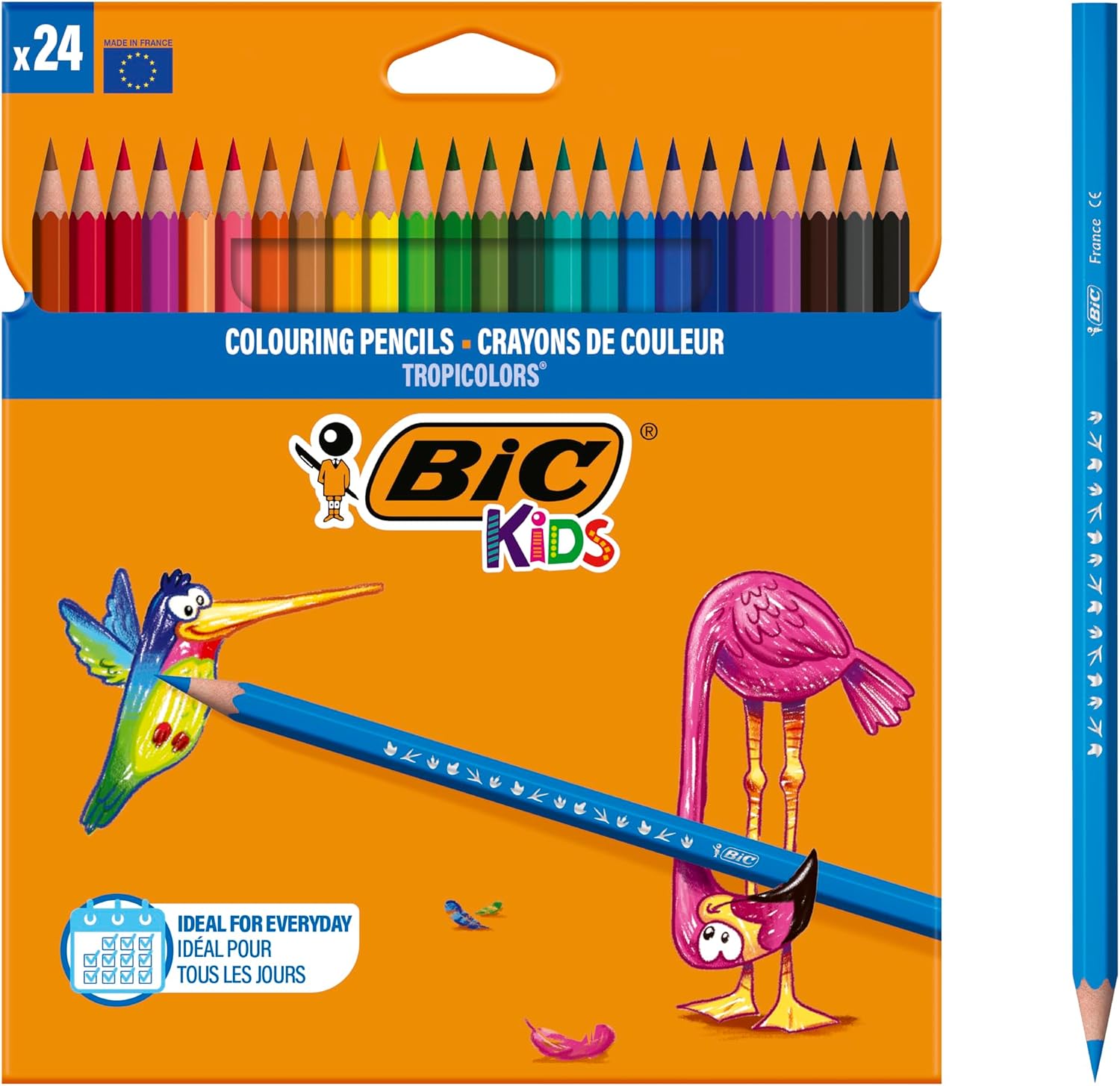 BIC Kids Lápices de Colores para Niños, Tropicolors, Colores Surtidos, 2,9mm, Blíster de 24
