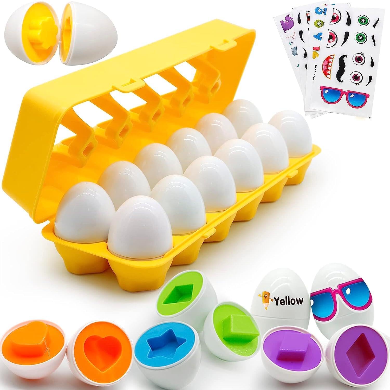 MOONTOY Juguetes de Huevos 12pcs Puzzle Juguete Huevos Colores Clasificación Juegos Montessori