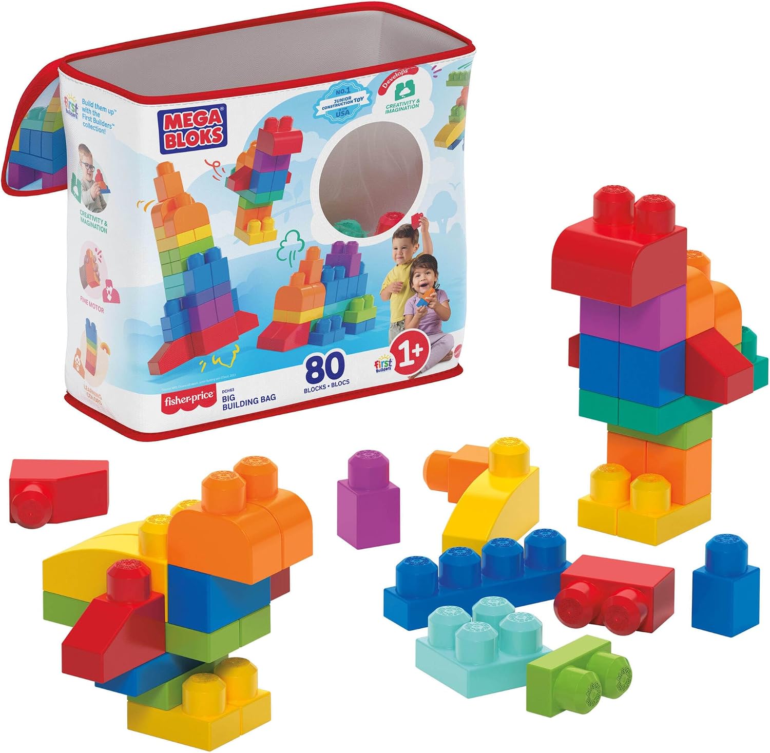 Mega Bloks Bolsa clásica con 80 bloques de construcción