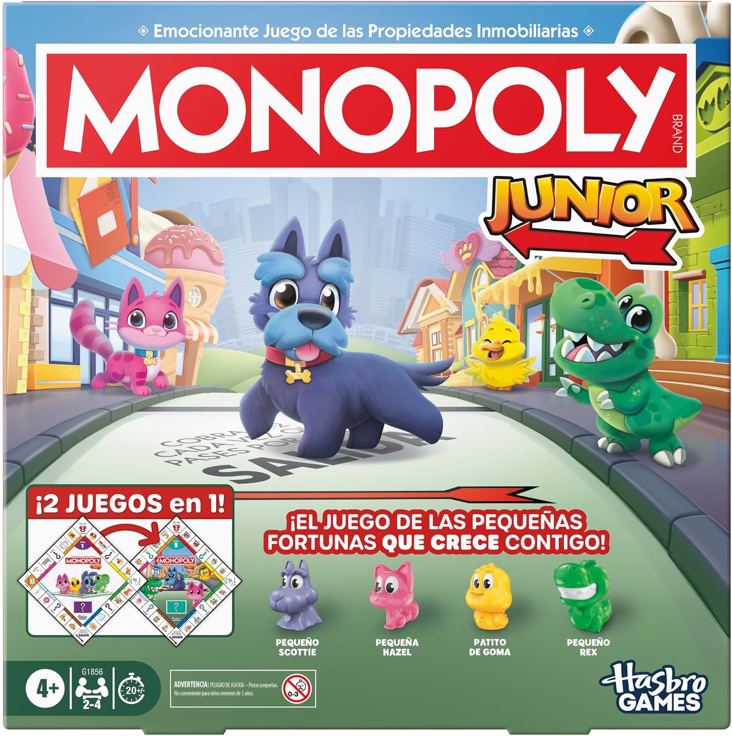 Juego de Mesa Monopoly Junior (Edición 2026) | 2 Juegos en 1 para niños pequeños, Tablero de 2 Caras