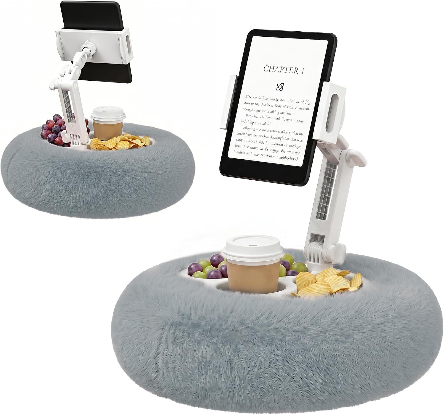 PlusAcc Cojín para Kindle con 3 Boles para Snacks – Soporte Tableta cojín Ajustable 360°