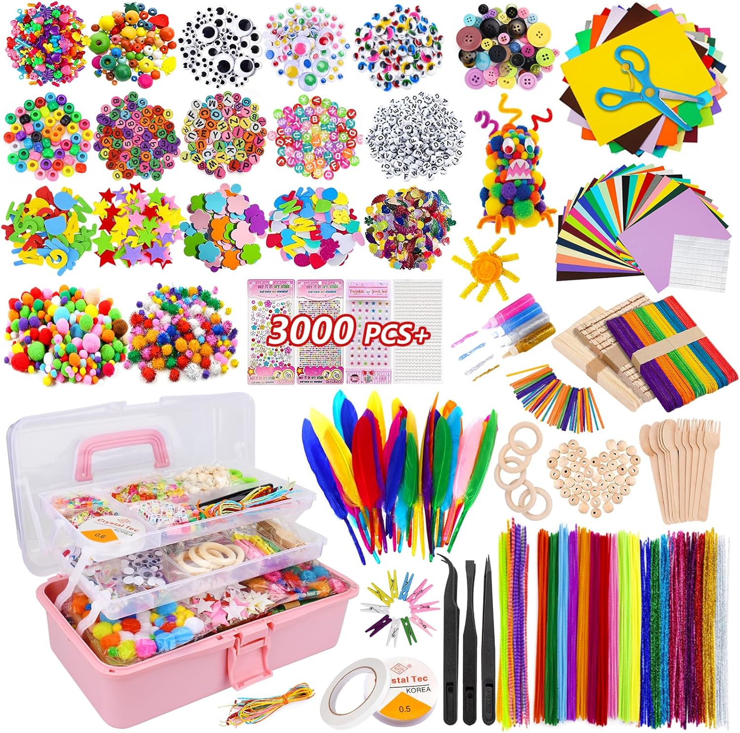 YUTUY Manualidades Niños 4 5 6 7 8 Años Kit Creativo con 3000+ Piezas