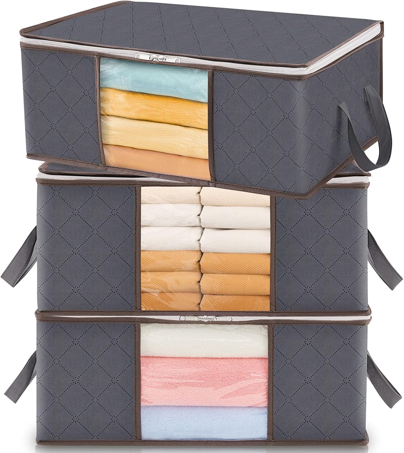 Lifewit Organizador Ropa, Cajas Almacenaje Ropa Plegable con Asa Reforzada, 35 L, 3 Piezas