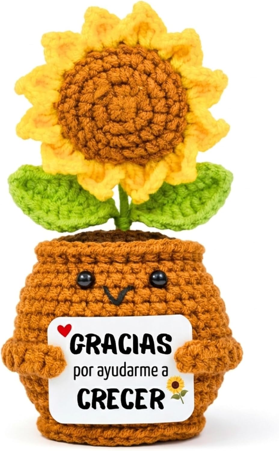 EQUIK PRODUCTS Regalo Profesora/Profesor – Girasol de Ganchillo "Gracias por ayudarme a Crecer"
