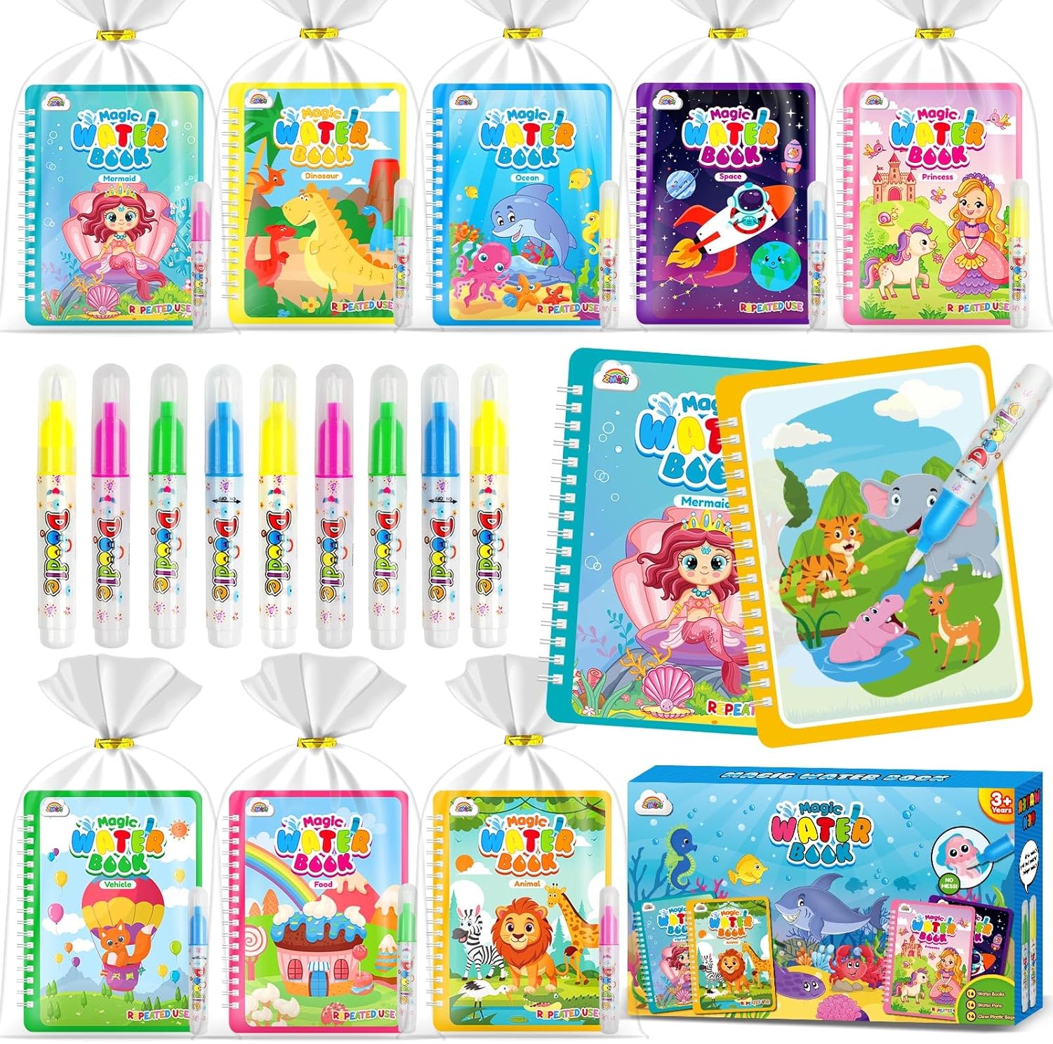 ZMLM Libros de Colorear Magico Agua, Reutilizable Libro Colorear para 3-5 Años (Clásico 16)