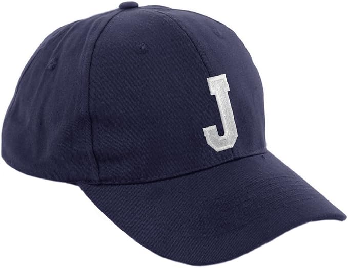Gorra de béisbol infantil, diseño con letras A-Z, unisex, color azul marino