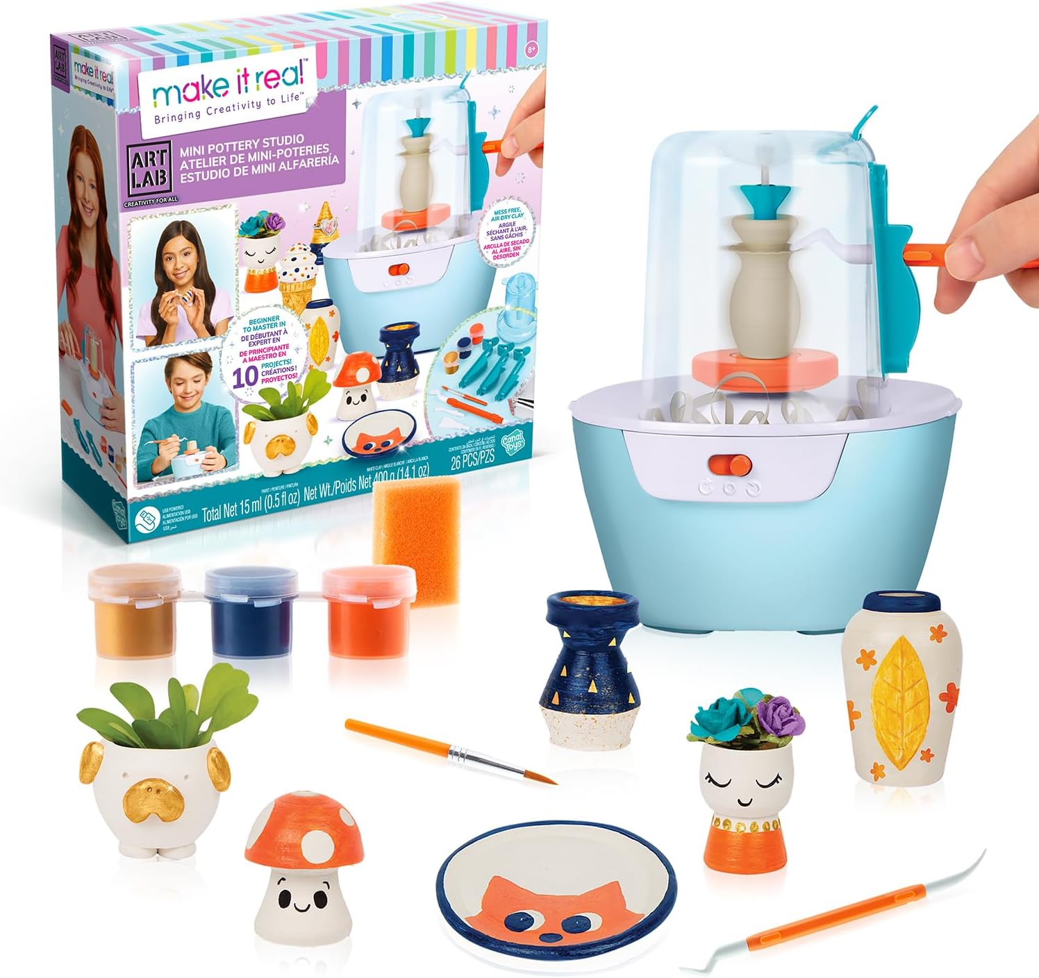 Canal Toys - Art Lab Super Taller de Cerámica – Mini Torno con Cúpula Antidesorden