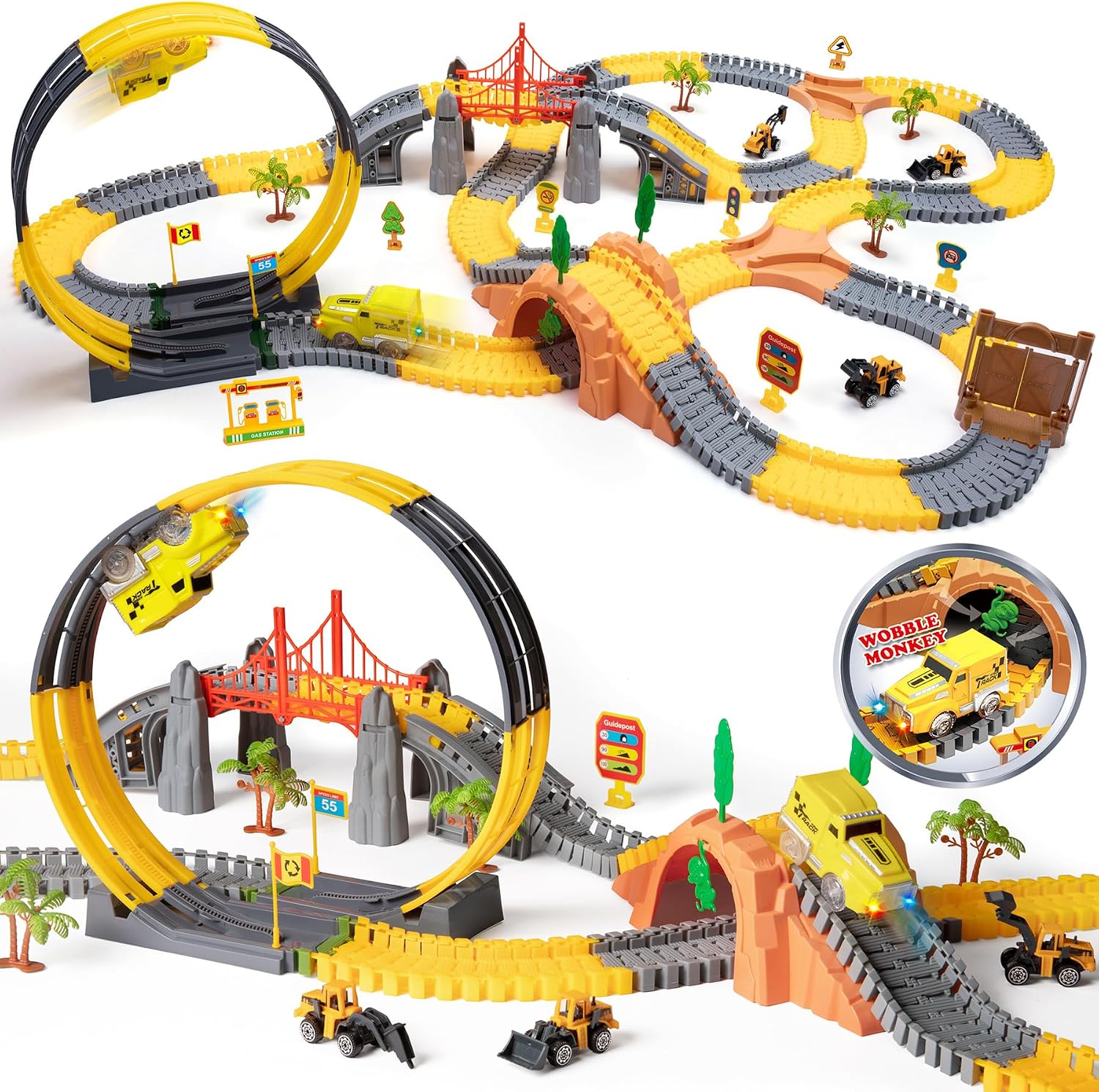 OR OR TU Circuit Coche Niño 342 Piezas Circuito Tren Eléctrico