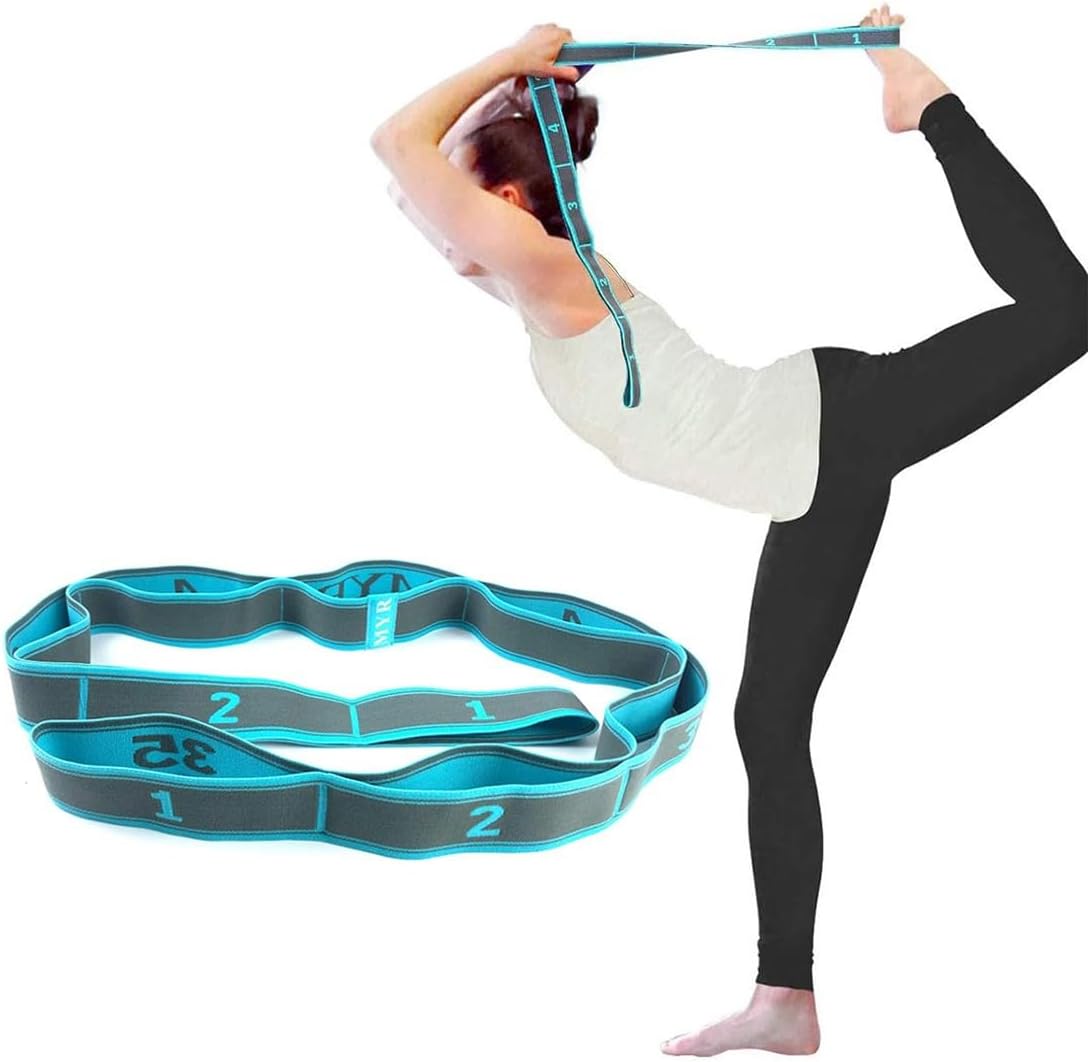 Correas para Yoga, Correa de Estiramiento de Piernas con 9 Bucles, Bandas Elásticas de Resistencia, Cinta de Yoga Estiramiento para Fitness, Pilates y Gimnasia