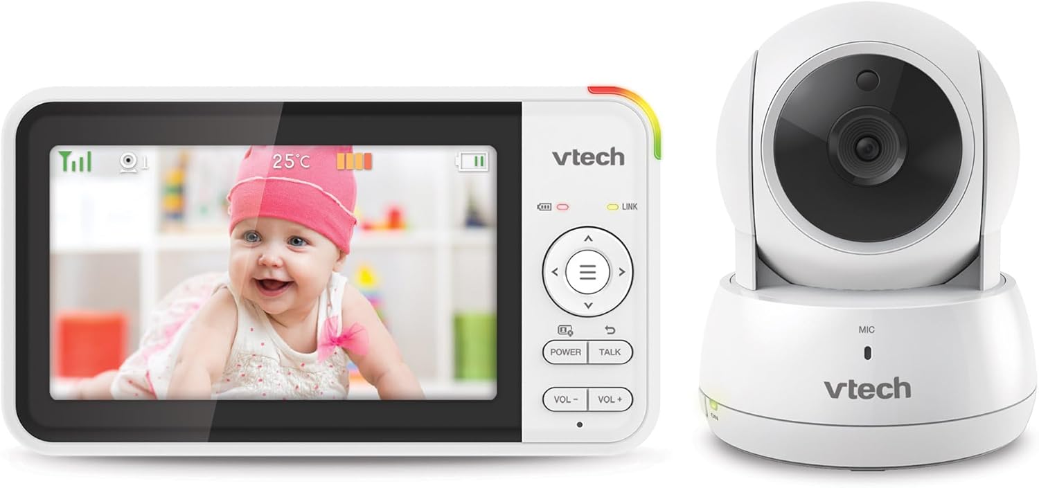 VTech VM924 Camara Vigilancia Bebe Vigilabebés Monitor Inalámbrico de Vídeo con LCD 5" Inteligente VOX Visión Nocturna