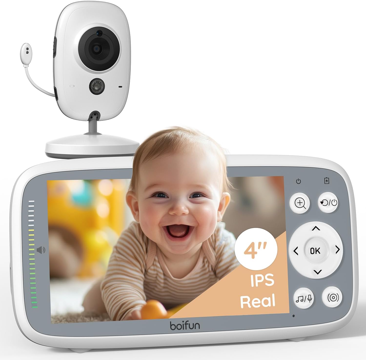 BOIFUN 4'' 720P Vigilabebés con Cámara sin WiFi, Visión Nocturna Infrarroja y Comunicación Bidireccional