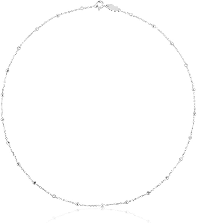 TOUS Gargantilla de Plata de Primera Ley para Mujer con Bolas Intercaladas, Colección CHAIN