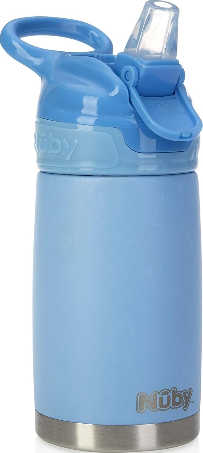 Nuby Flip-It Botella Térmica de Acero Inoxidable 300 ml Azul