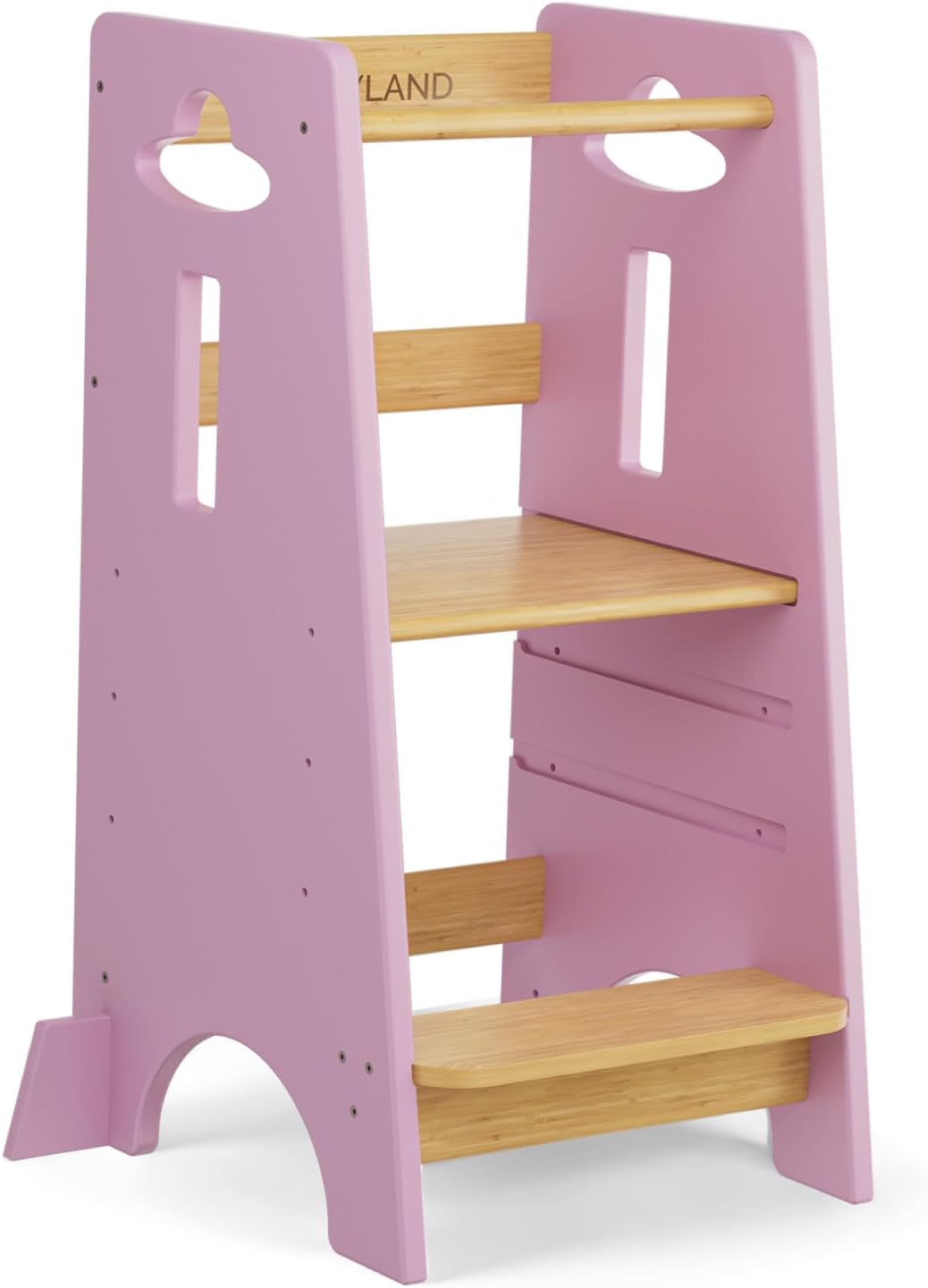 COSYLAND Torre de Aprendizaje para Niños - Altura Ajustable en 3 Niveles - 80CM - Rosa Clásico y Natural